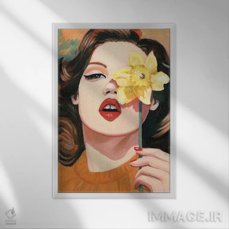 تابلو دکوراتیو زنبق اثر کتی مینگوس - نمای قابدار سفید