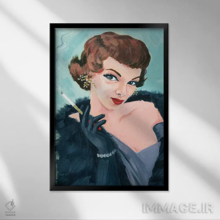 تابلو دکوراتیو دختر جذاب اثر کتی مینگوس - نمای قابدار مشکی