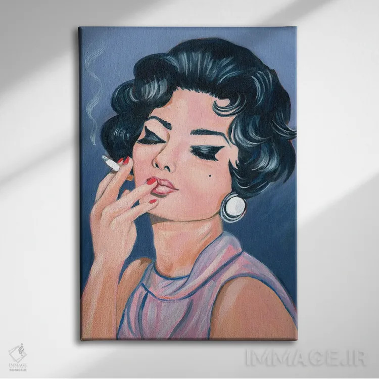 تابلو دکوراتیو بازیگر زن ایتالیایی اثر کتی مینگوس - نمای روبهرو روی دیوار