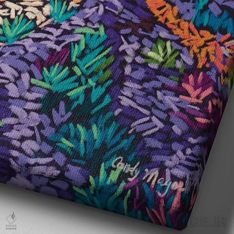 تابلو دکوراتیو کوه های رنگارنگ اثر کندی مایر - نمای نزدیک بافت بوم