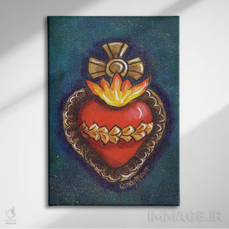 تابلو دکوراتیو قلب مقدس حلبی اثر کندی مایر - نمای روبهرو روی دیوار