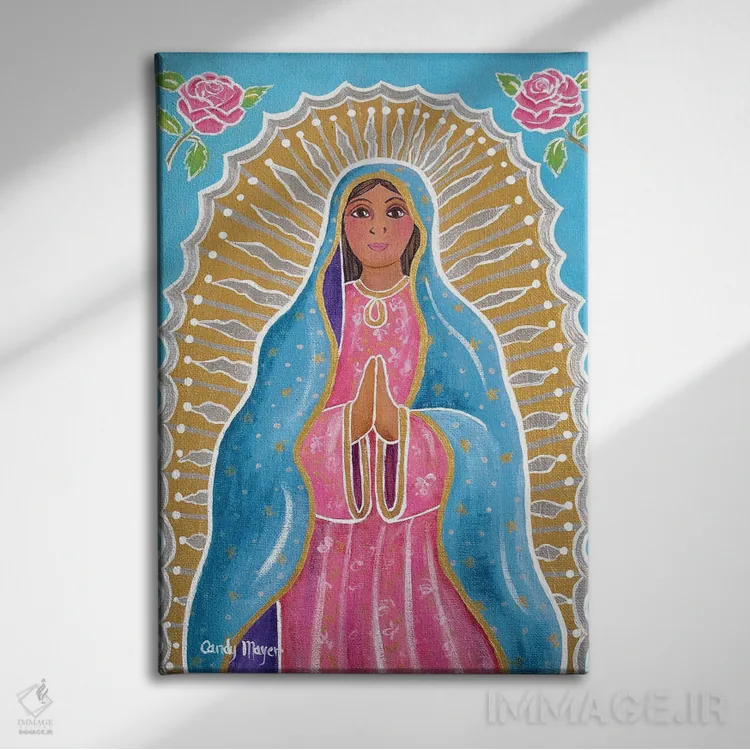 تابلو دکوراتیو گوادالوپه نورانی اثر کندی مایر - نمای روبهرو روی دیوار