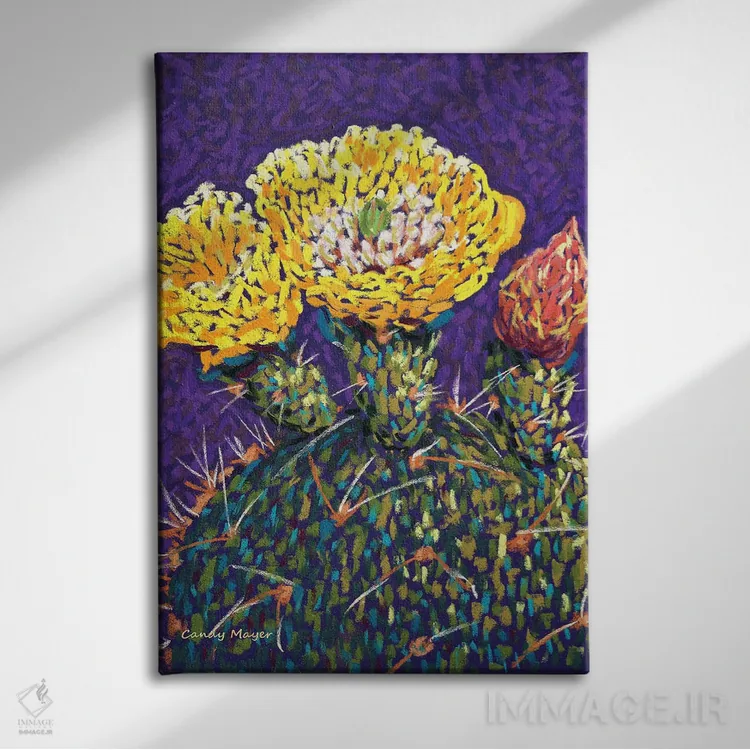 تابلو دکوراتیو گل انجیر خارگی اثر کندی مایر - نمای روبهرو روی دیوار