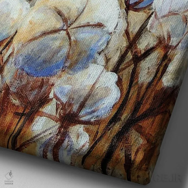 تابلو مدرن مزارع پنبه اثر کندی مایر - نمای نزدیک بافت بوم