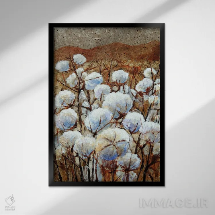 تابلو مدرن مزارع پنبه اثر کندی مایر - نمای قابدار مشکی