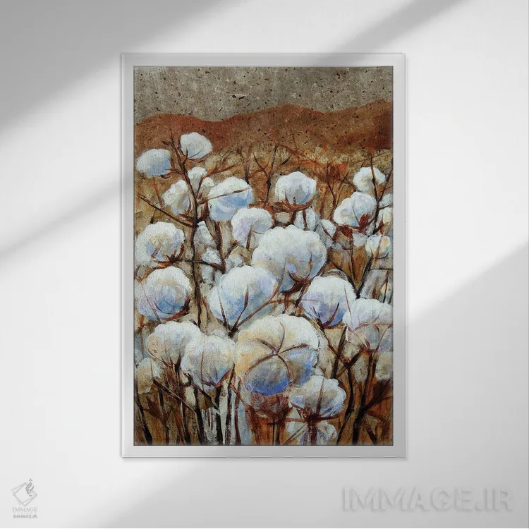 تابلو مدرن مزارع پنبه اثر کندی مایر - نمای قابدار سفید