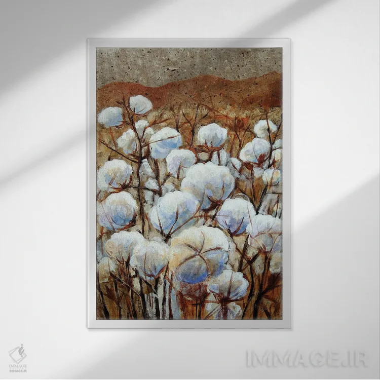 تابلو مدرن مزارع پنبه اثر کندی مایر - نمای قابدار سفید