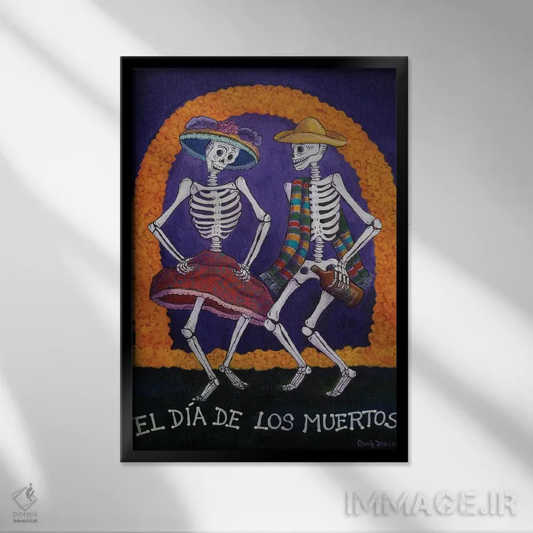تابلو دکوراتیو روز مردگان اثر کندی مایر - نمای قابدار مشکی