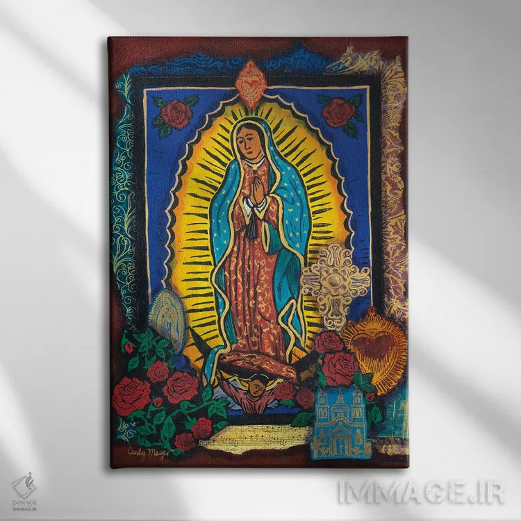 تابلو دکوراتیو کلاژ گوادالوپه اثر کندی مایر - نمای روبهرو روی دیوار