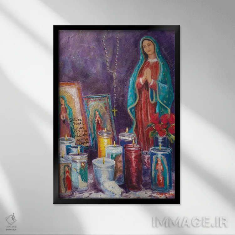 تابلو دکوراتیو پرستشگاه گوادالوپه اثر کندی مایر - نمای قابدار مشکی