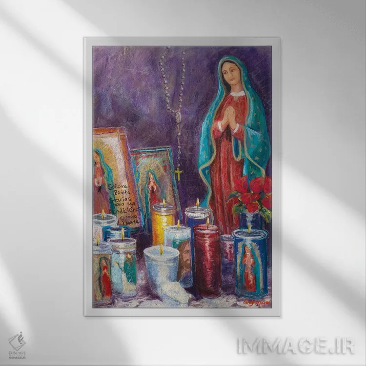 تابلو دکوراتیو پرستشگاه گوادالوپه اثر کندی مایر - نمای قابدار سفید