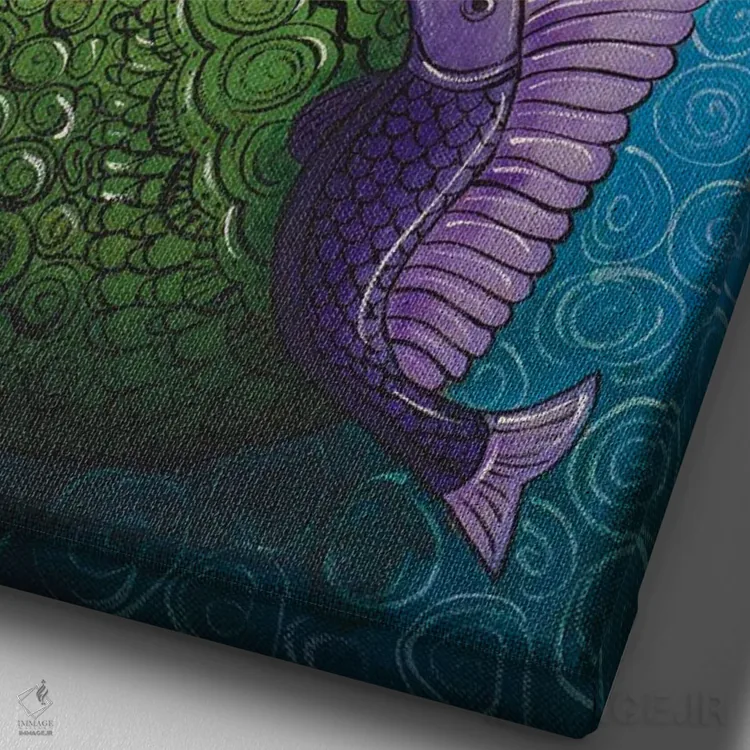 تابلو دکوراتیو پری دریایی اثر کندی مایر - نمای نزدیک بافت بوم