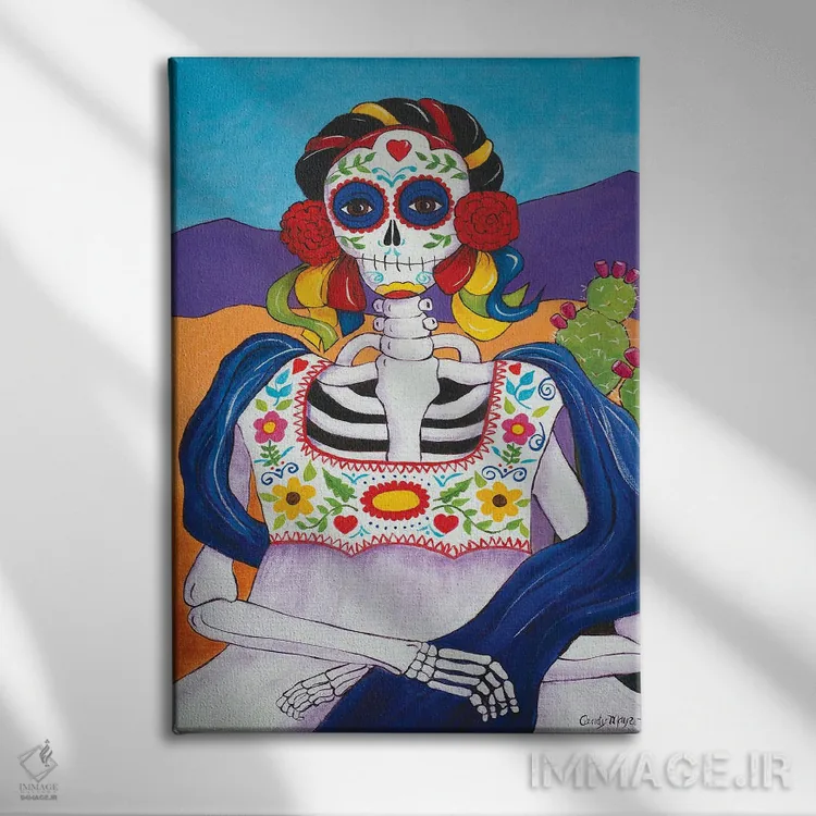 تابلو دکوراتیو مونالیزای مکزیکی اثر کندی مایر - نمای روبهرو روی دیوار