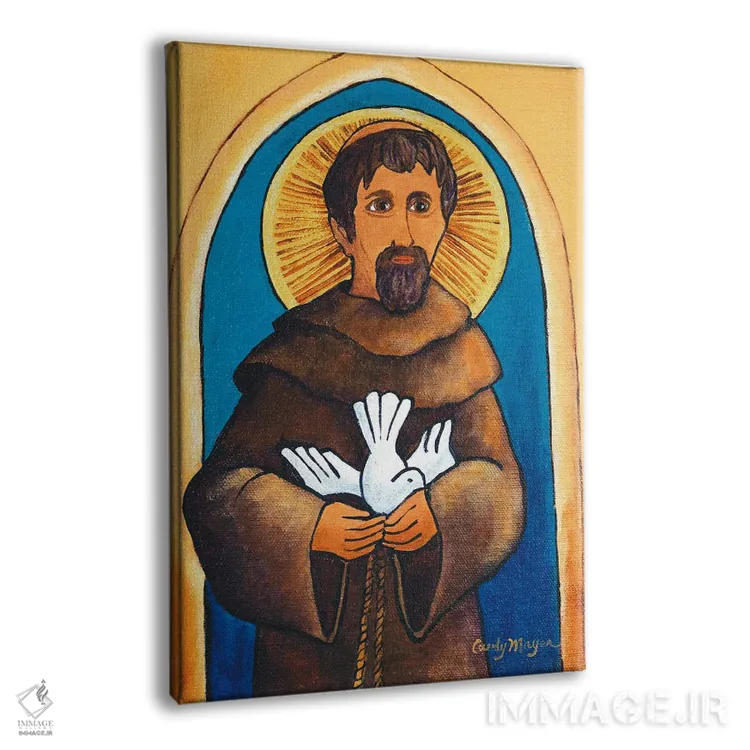 تابلو دکوراتیو سن فرانسیس با کبوتر اثر کندی مایر - نمای پرسپکتیو محصول