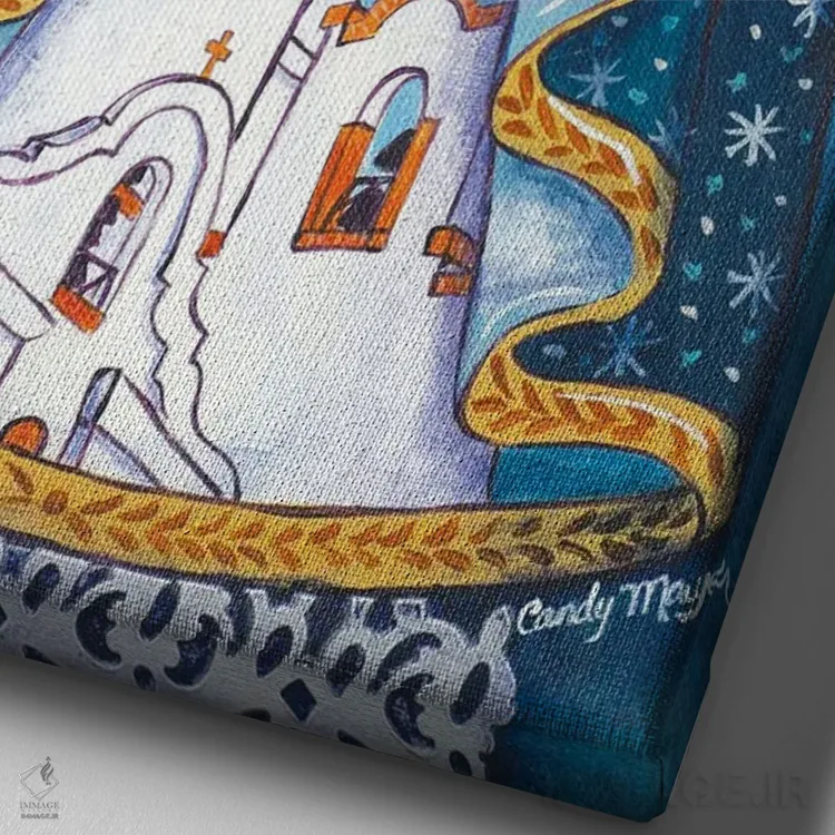 تابلو دکوراتیو مریم مقدس ماموریتی اثر کندی مایر - نمای نزدیک بافت بوم