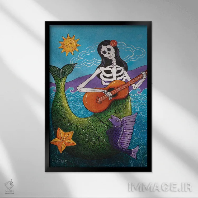 تابلو دکوراتیو پری دریایی اثر کندی مایر - نمای قابدار مشکی