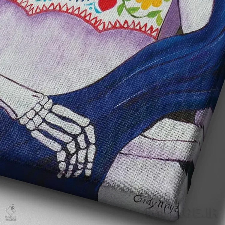 تابلو دکوراتیو مونالیزای مکزیکی اثر کندی مایر - نمای نزدیک بافت بوم