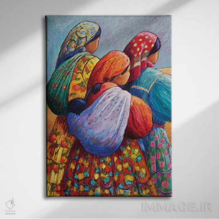 تابلو دکوراتیو زنان تراهومارا اثر کندی مایر - نمای روبهرو روی دیوار