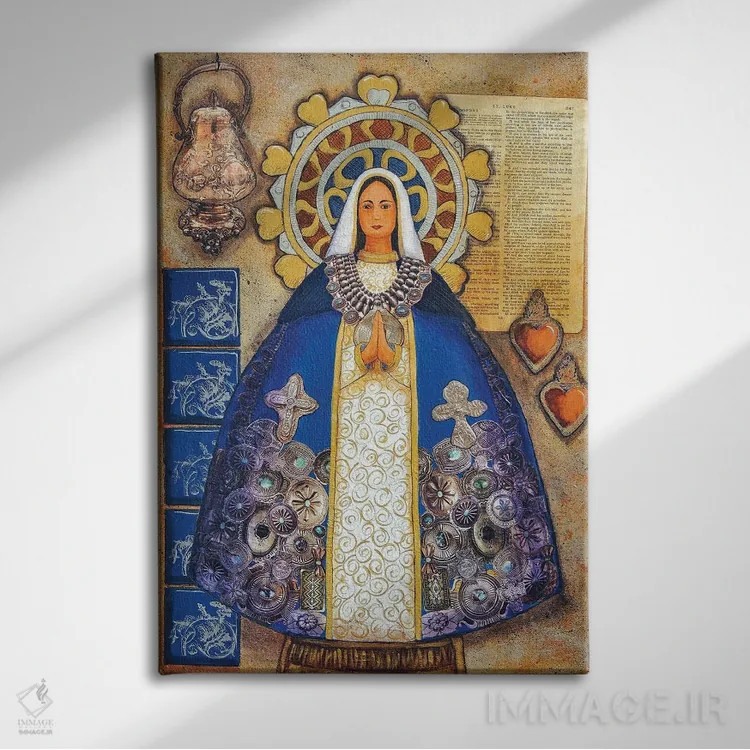 تابلو دکوراتیو مریم مقدس نقره ای اثر کندی مایر - نمای روبهرو روی دیوار