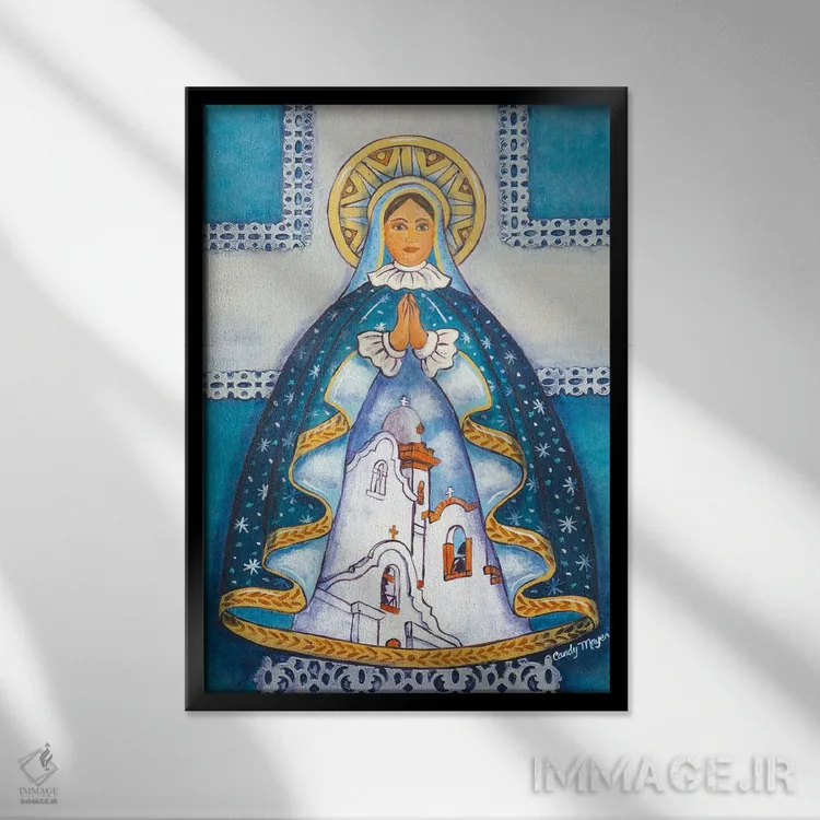 تابلو دکوراتیو مریم مقدس ماموریتی اثر کندی مایر - نمای قابدار مشکی