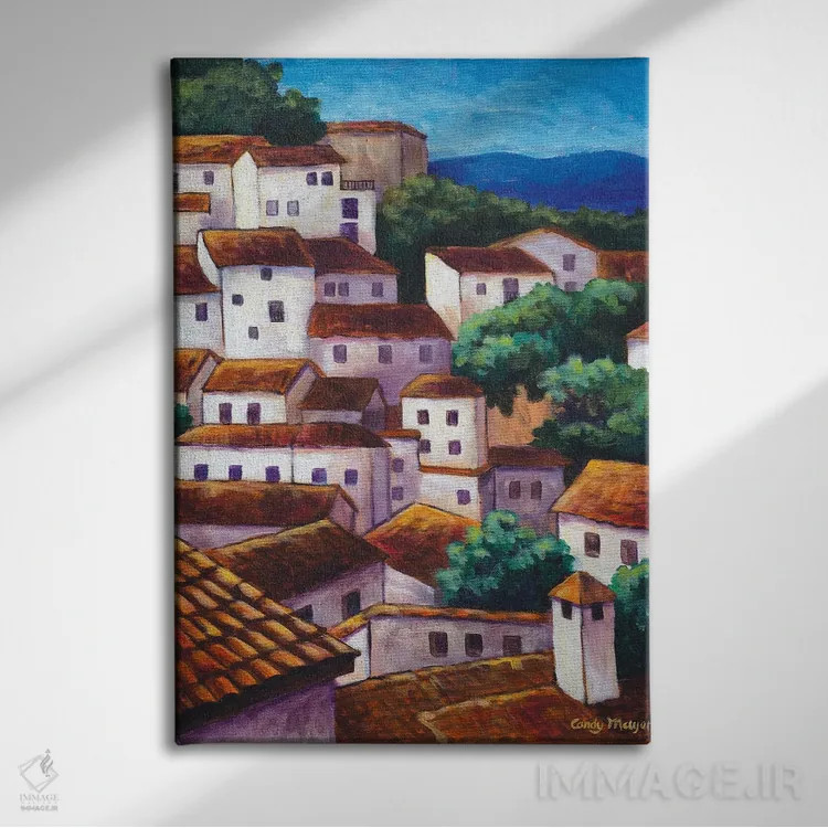 تابلو دکوراتیو دهکده اسپانیایی اثر کندی مایر - نمای روبهرو روی دیوار