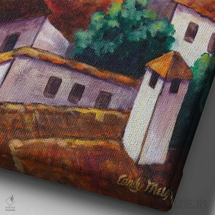 تابلو دکوراتیو دهکده اسپانیایی اثر کندی مایر - نمای نزدیک بافت بوم