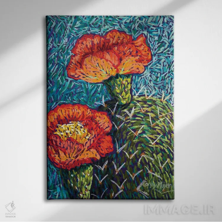 تابلو دکوراتیو انجیر خارگی نارنجی اثر کندی مایر - نمای روبهرو روی دیوار