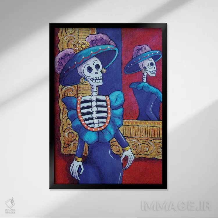 تابلو دکوراتیو کاترینا در آینه اثر کندی مایر - نمای قابدار مشکی