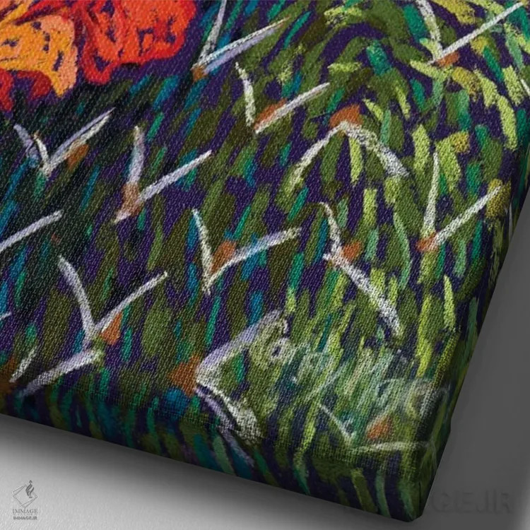 تابلو دکوراتیو انجیر خارگی نارنجی اثر کندی مایر - نمای نزدیک بافت بوم