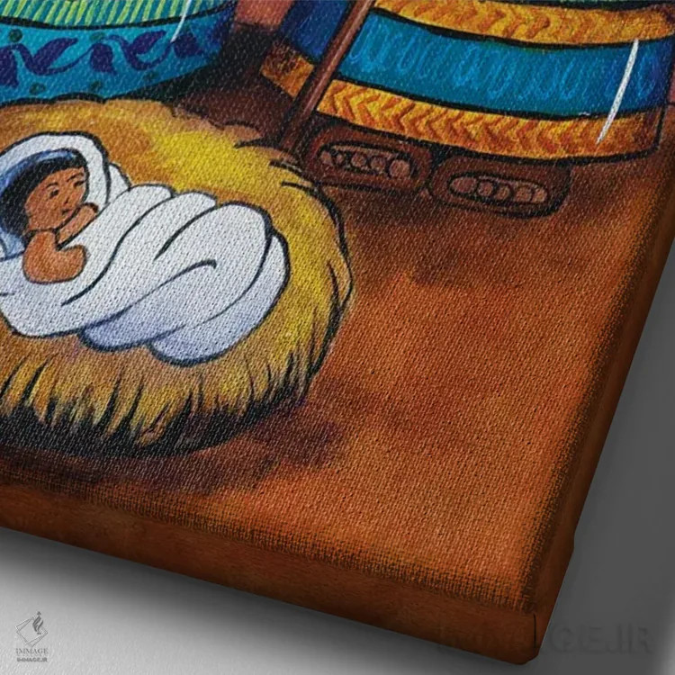 تابلو دکوراتیو خانواده مقدس اثر کندی مایر - نمای نزدیک بافت بوم