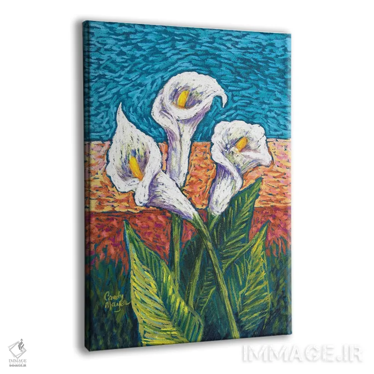 تابلو دکوراتیو گل کالای پاستلی اثر کندی مایر - نمای پرسپکتیو محصول