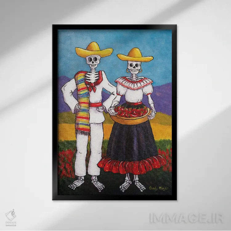 تابلو دکوراتیو کشاورزان فلفل چیلی اثر کندی مایر - نمای قابدار مشکی