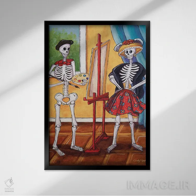 تابلو دکوراتیو هنرمند و مدل اثر کندی مایر - نمای قابدار مشکی