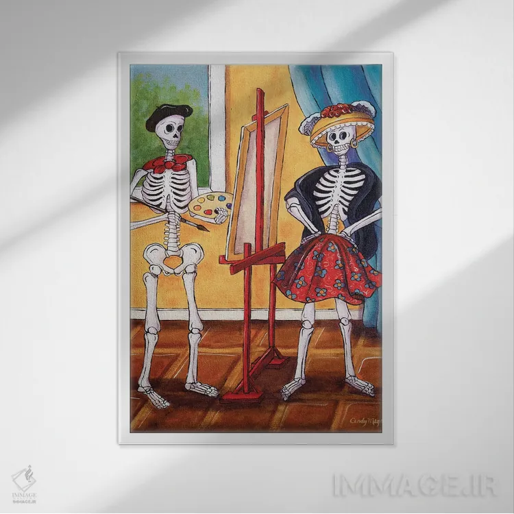 تابلو دکوراتیو هنرمند و مدل اثر کندی مایر - نمای قابدار سفید