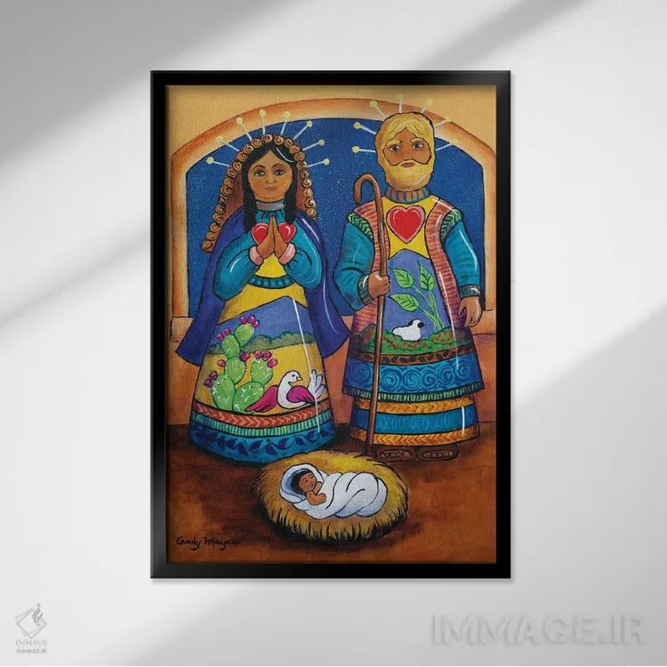 تابلو دکوراتیو خانواده مقدس اثر کندی مایر - نمای قابدار مشکی