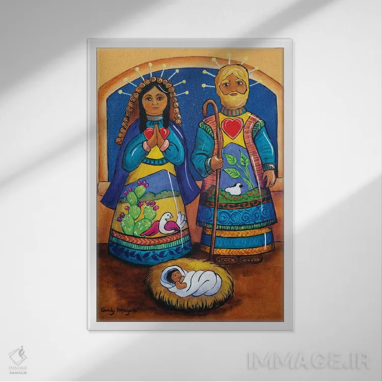 تابلو دکوراتیو خانواده مقدس اثر کندی مایر - نمای قابدار سفید