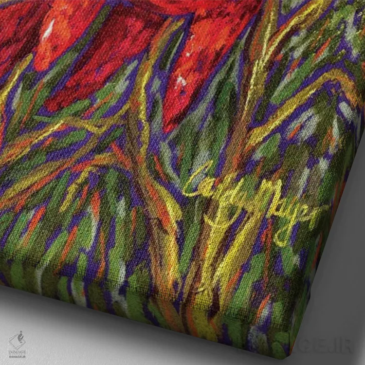 تابلو دکوراتیو فلفل های پاستلی اثر کندی مایر - نمای نزدیک بافت بوم