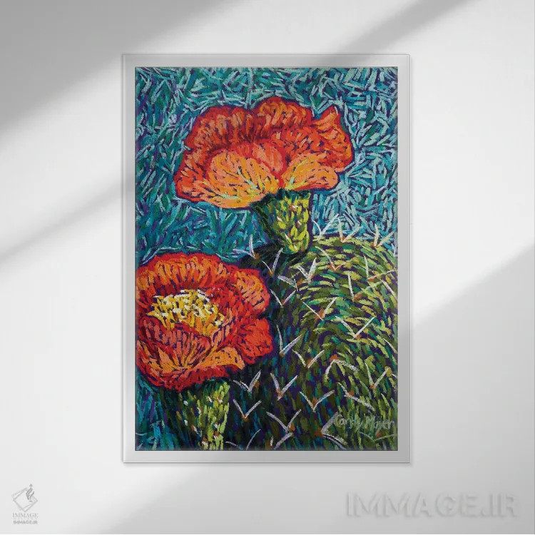 تابلو دکوراتیو انجیر خارگی نارنجی اثر کندی مایر - نمای قابدار سفید