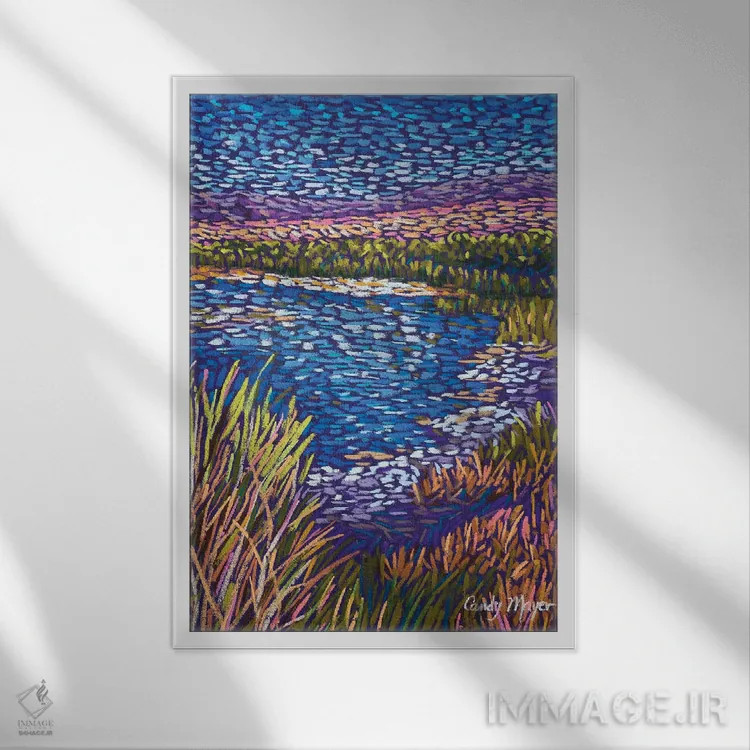 تابلو دکوراتیو اراضی آبگیر جنوب غربی اثر کندی مایر - نمای قابدار سفید