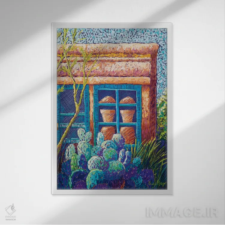 تابلو دکوراتیو فروشگاه سفالگری اثر کندی مایر - نمای قابدار سفید