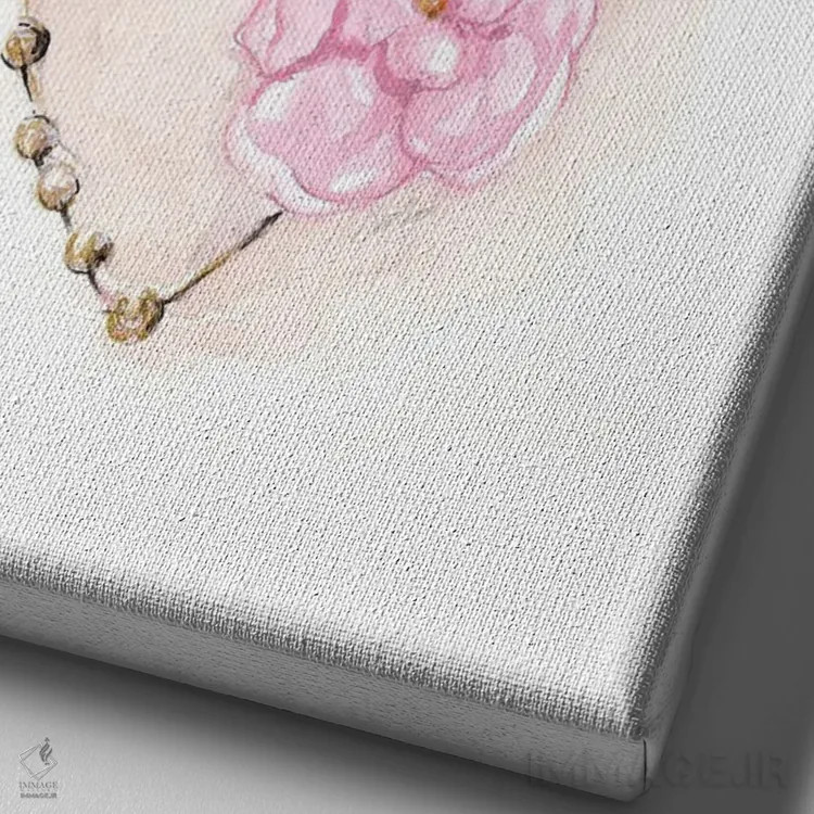 تابلو دکوراتیو گردنبند مهره ای گلدار اثر استلا چانگ - نمای نزدیک بافت بوم