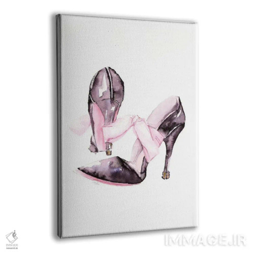 تابلو دکوراتیو کفش پاشنه بلند با پاپیون اثر استلا چانگ - نمای پرسپکتیو محصول