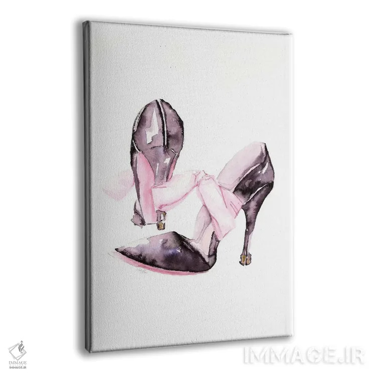 تابلو دکوراتیو کفش پاشنه بلند با پاپیون اثر استلا چانگ - نمای پرسپکتیو محصول