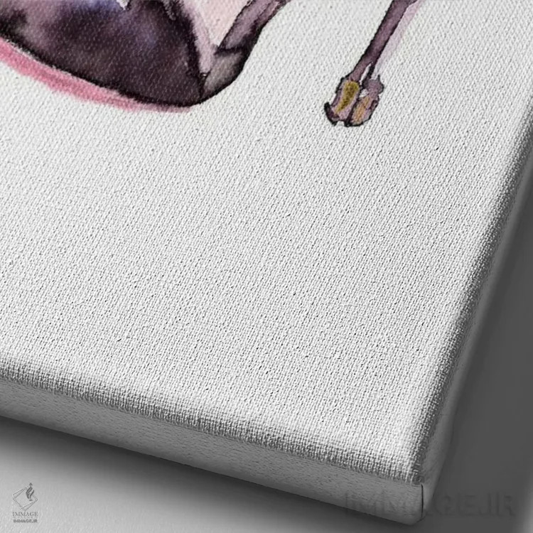 تابلو دکوراتیو کفش پاشنه بلند با پاپیون اثر استلا چانگ - نمای نزدیک بافت بوم