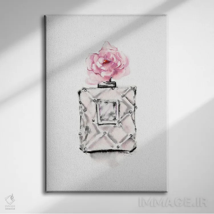 تابلو دکوراتیو بطری عطر اثر استلا چانگ - نمای روبهرو روی دیوار