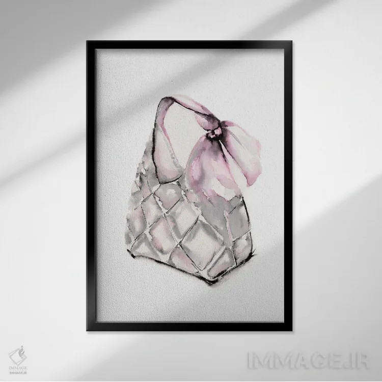 تابلو دکوراتیو کیف هوبو دوخته شده اثر استلا چانگ - نمای قابدار مشکی