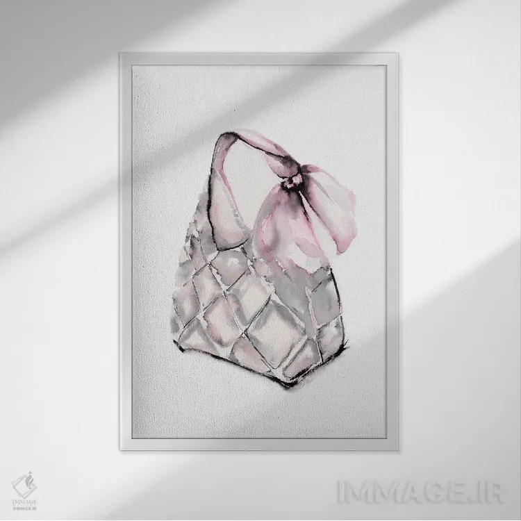 تابلو دکوراتیو کیف هوبو دوخته شده اثر استلا چانگ - نمای قابدار سفید