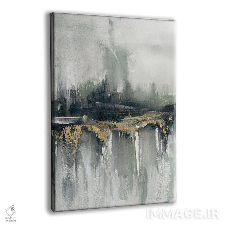 تابلو انتزاعی نمای اندی و طلایی اثر استلا چانگ - نمای پرسپکتیو محصول