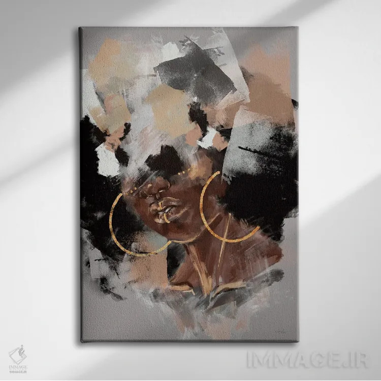 تابلو انتزاعی آفرو پاپ اثر استلا چانگ - نمای روبهرو روی دیوار