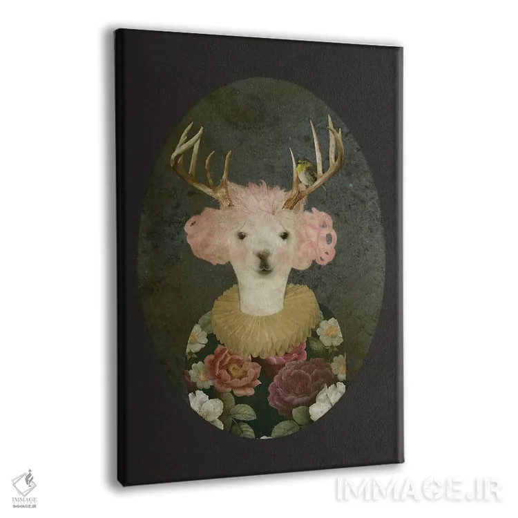 تابلو مدرن پرتره فرانسین - زمینه تیره اثر کارولین کسلسی - نمای پرسپکتیو محصول